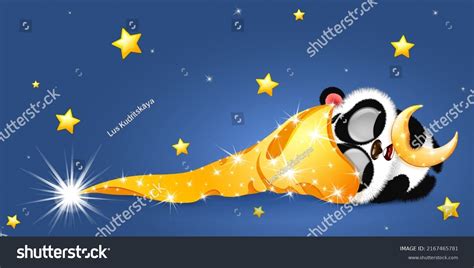 Cute Fluffy Cartoon Little Panda Sleeping Stock Vector (Royalty Free ...