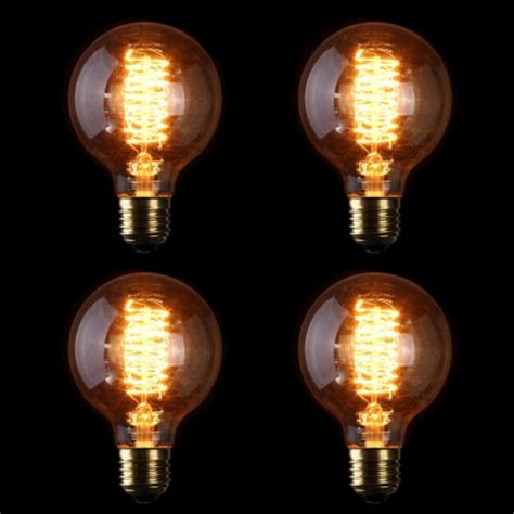 4pcs E26 G80 60w Ac110v 64a Warm White Retro Amber Edison Incandescent Light Bulb For Home 1