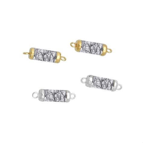 Nanplanetsilver Gemstone Tube Shape Electroplated Connector Size X