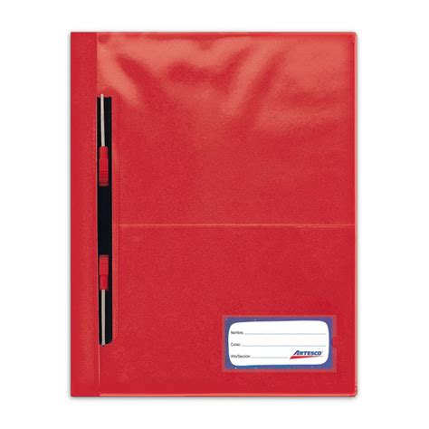 Folder Artesco A Rojo Tapa Transparente Con Gusano Tailoy Pe