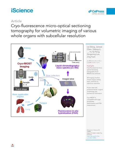 Pdf Cryo Fluorescence Micro Optical Sectioning Tomography For