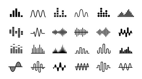 Conjunto De Iconos De Ondas De Radio Onda De Sonido Simple Monocromo