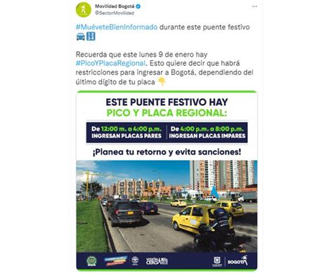 Plan Retorno Bogotá Así Se Aplicará El Pico Y Placa Regional Este