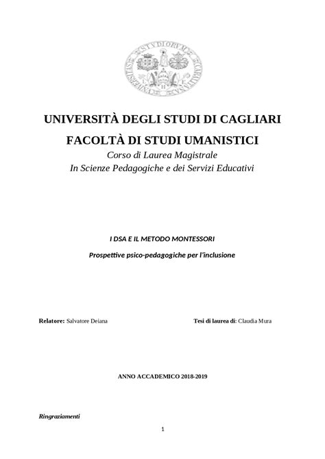 Tesi Di Laurea Magistrale Tesi Di Laurea Di Pedagogia Docsity