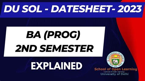 Du Sol Ba Prog Second Semester Datesheet Explained Sol