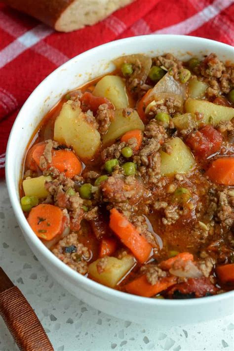 Easy Hamburger Stew Recipe Ground Beef Stew Recipes Beef Stew