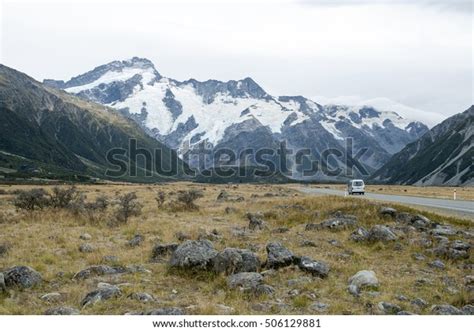 Mount Cook Road State Highway 80 Along The Tasman River Leading To