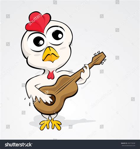 Cartoon Chicken Playing Guitar Vector Illustration Vector De Stock