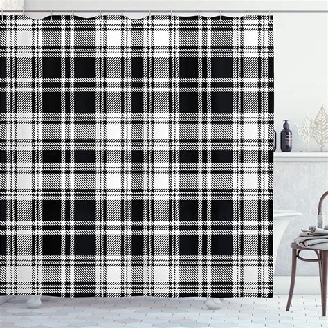 Amazon Lunarable Plaid Shower Curtain Monochrome Style Vintage