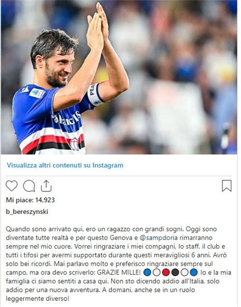 Bereszynski Scrive Alla Sampdoria A Domani Anche Se Con Un Ruolo