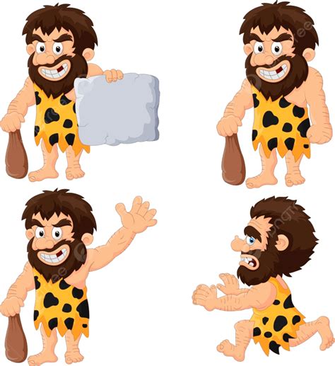 Caveman Vector Design Images Set Of Caveman In Different Actions