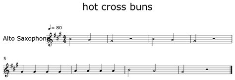 Hot Cross Buns Sheet Music For Alto Saxophone