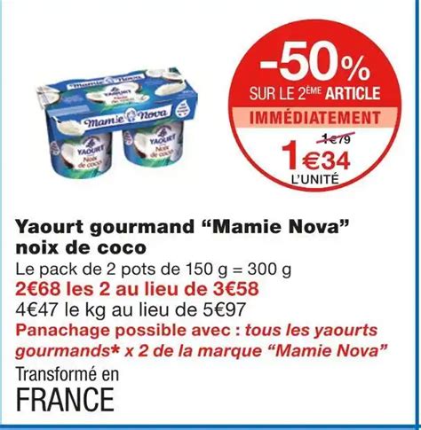 Promo Mamie Nova Yaourt Gourmand Noix De Coco Chez Monoprix