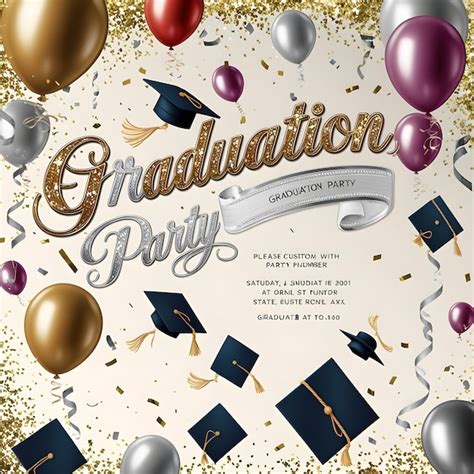 Un Cartel Para Una Fiesta De Graduaci N Con Globos Y Una Cinta Imagen