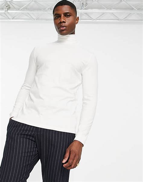 Topman Langärmliges Shirt In Ecru Mit Rollkragen Asos