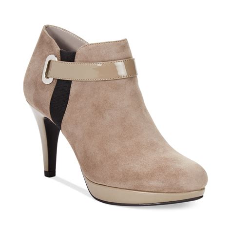 Bandolino Cambria Platform Booties In Gray Grey Suede Lyst