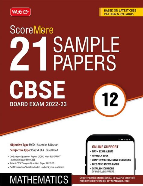 Mtg Cbse Scoremore 21 Sample Papers Class 12 Mathematics Book For 2023 Board Exam Based On