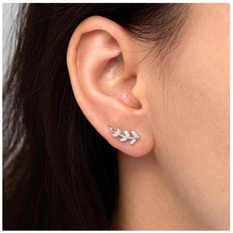 Amazon Yheakne Vintage Rhinestone Leaf Ear Climber Earrings Silver