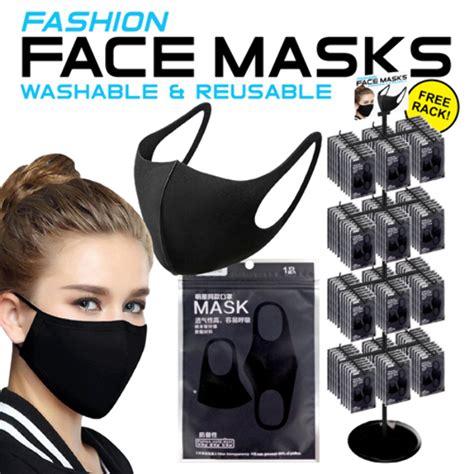 Wholesale 288 Piece Reusable Black Face Masks Display DollarDays