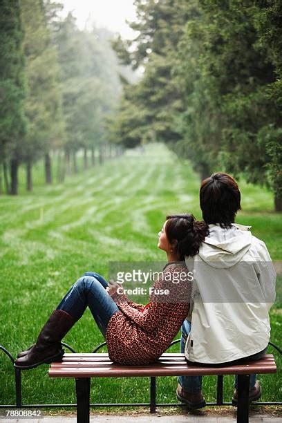 Young Woman On Park Bench Rear View Photos And Premium High Res Pictures Getty Images