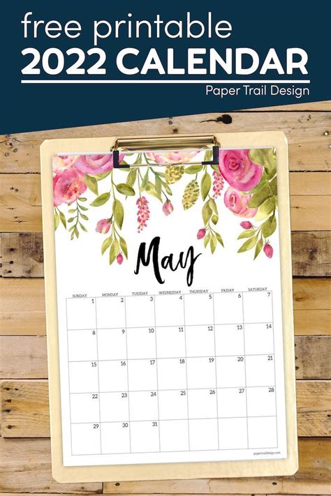 Free Printable 2022 Floral Calendar Paper Trail Design Artofit