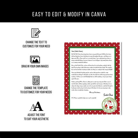 Editable Santa Letter Template Letter From Santa Template Etsy