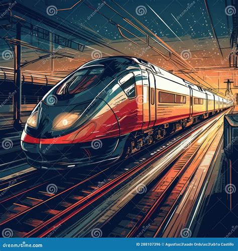 Cartoon Illustration Of A High Speed Train Stock Illustration