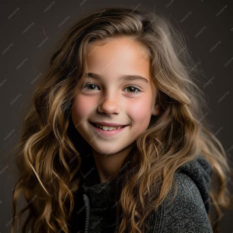 A Young Girl With Long Wavy Hair Smiling For The Camera Premium Ai