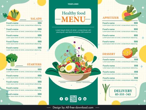 Healthy menu template dynamic delicious food vectors stock in format ...