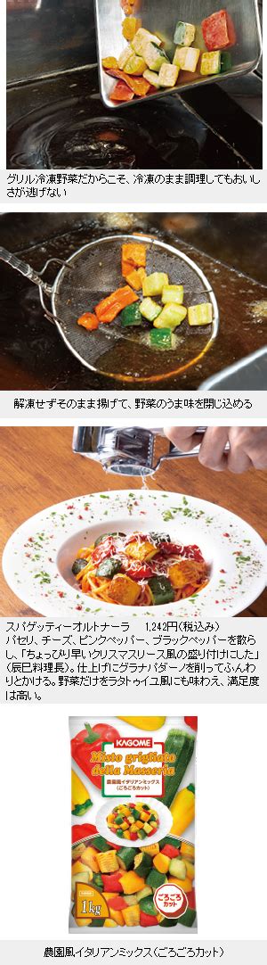 プロの食材活用 この食材でこの逸品：カゴメ「農園風イタリアンミックス（ごろごろカット）」 日本食糧新聞・電子版