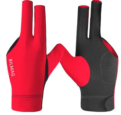 Billard Handschuh Bilmag Finger Schwarz Rot Spandex Elasthan Pool