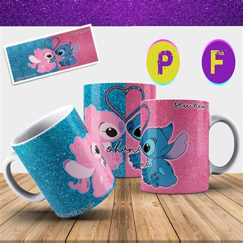 Caneca Personalizada Lilo e Stitch seu nome Porcelana ou Plástico