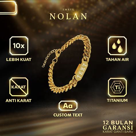 Jual BUY 1 FREE 1 GIFT Emrys Premium NOLAN BRACELET Real Titanium