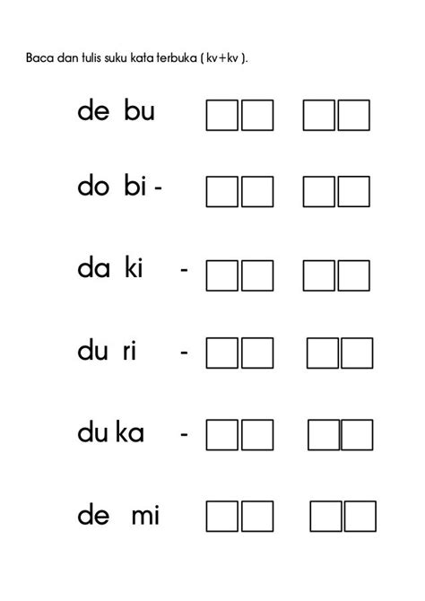 Belajar Menulis Suku Kata