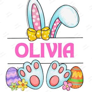 Easter Bunny Split Monogram Sublimation Personalize Png Etsy