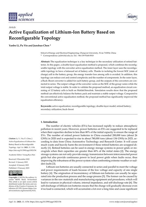 PDF Active Equalization Of Lithium Ion Battery Based On