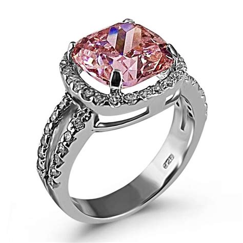 Round cut pink diamond simulant engagement ring - Luxuria