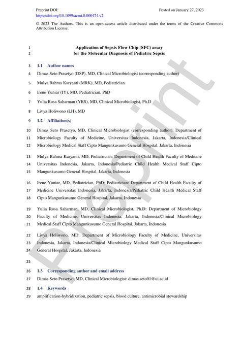PDF Application Of Sepsis Flow Chip SFC Assay For The Molecular