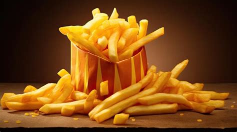 Premium Photo A French Fries In A Paper Container