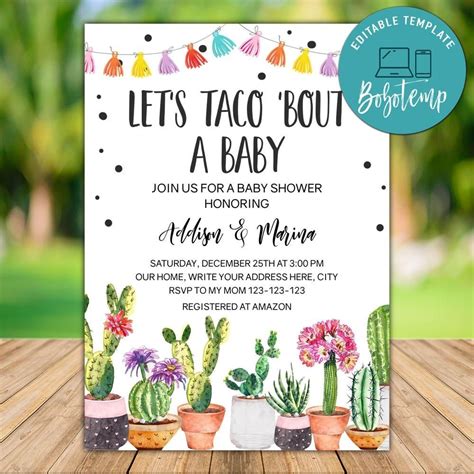 Printable Taco Bout A Baby Shower Invitation Instant Download Bobotemp