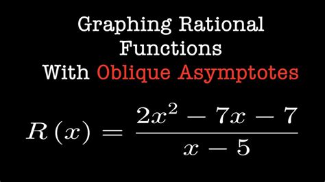 Graphing Rational Function Slant Oblique Asymptotes Youtube