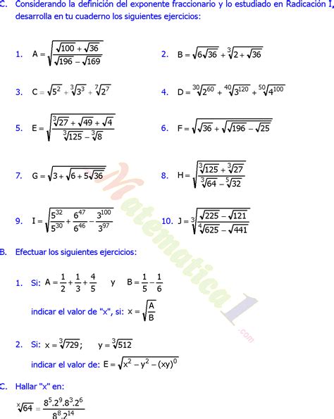 RadicaciÓn Y RaÍces Ejemplos Y Ejercicios Resueltos De Primaria O BÁsico Pdf