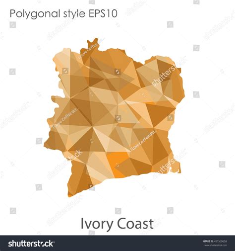 Ivory Coast Map Geometric Polygonalmosaic Styleabstract Stock Vector