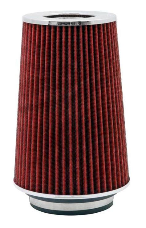 K N For Universal Air Filter Chrome Round Tapered Red In Flange Id X