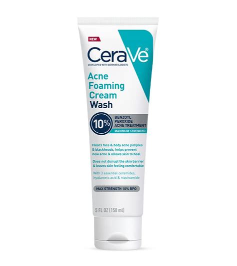 Acne Foaming Cream Wash 10 Benzoyl Peroxide Cerave