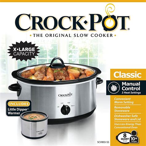 Crock Pot® 8 Quart Manual Slow Cooker With Party Dipper Stainless