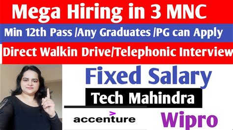 Mega Freshers Hiring In Mnc Th Pass Jobs Accenture Tech Mahindra