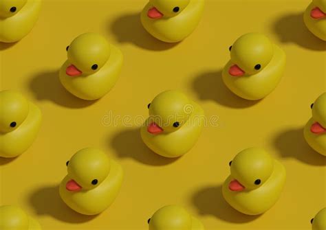 Seamless Pattern Rubber Ducks On A Blue Background Stock Photo Image