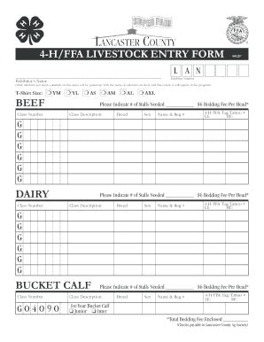 Fillable Online Lancaster Unl 4 H Ffa Livestock Entry Form Beef Dairy