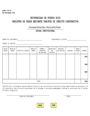 Fillable Online Oficinafinanzas Uprrp Registro De Pago Mediante Tarjeta